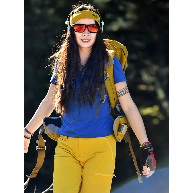 北京森林户外原创V领跑步运动打底显瘦速干衣网眼透气短袖T恤女式