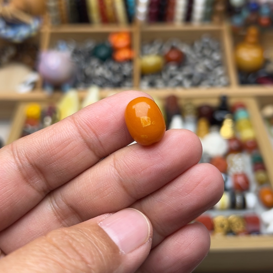 蜜蜡裸石未镶嵌10mm橘皮老蜡枣珠