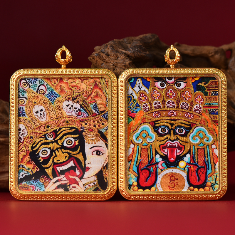 钛钢手绘描金扎基拉姆前世今生唐卡本命转运纳财吉祥祝福