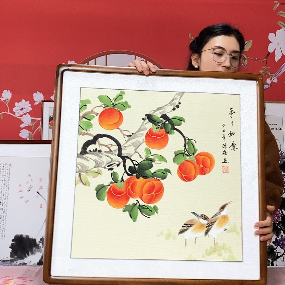 国画手写手绘带框包邮63✖️63