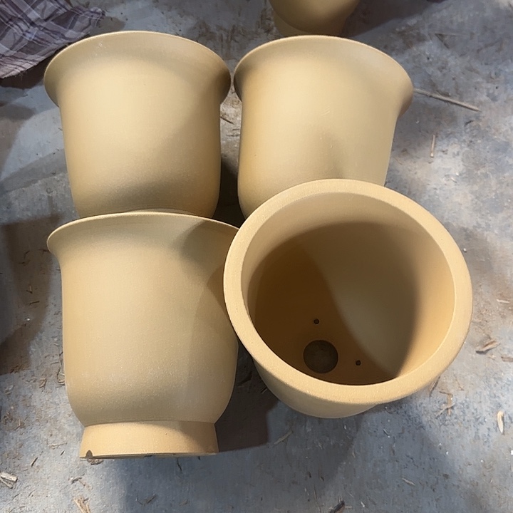 19×19四只黄段泥手工盆     