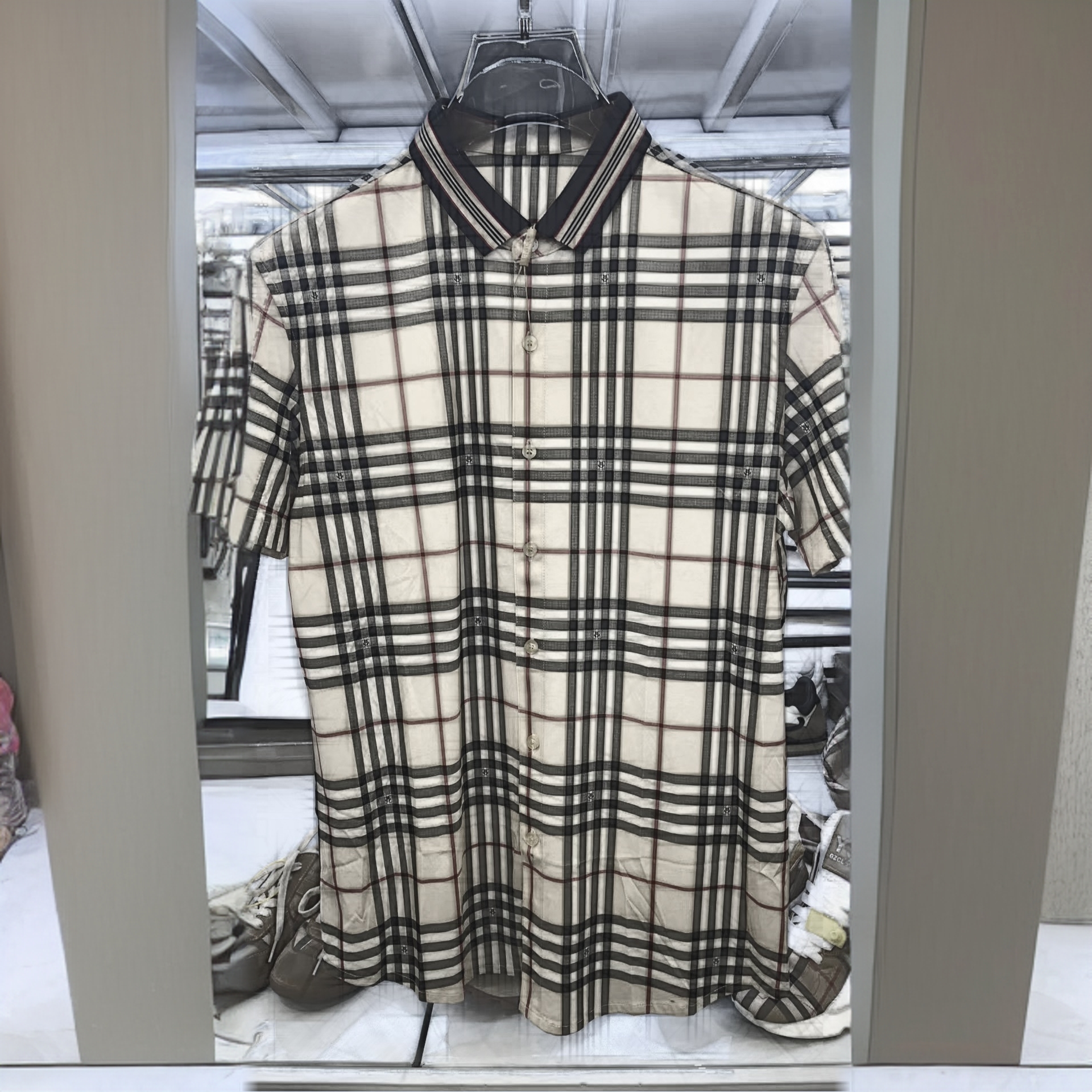 男士修身格子衬衫【A21CM12J20】