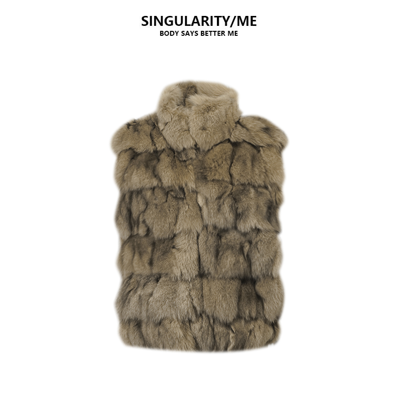 Singularity Me 12A 3276 真毛狐狸毛蓬松毛茸茸时髦皮草叠穿马甲