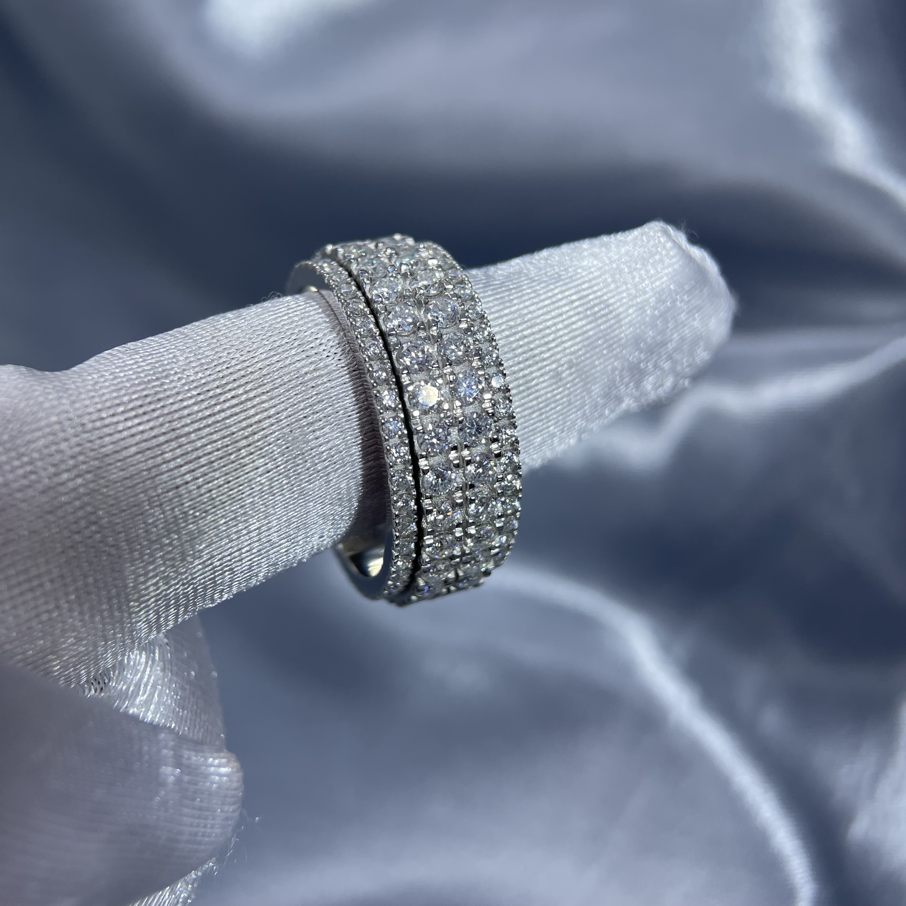 晴书珠宝铂金双排转动戒指PT950满镶大气时尚个性霸气闪耀送礼物