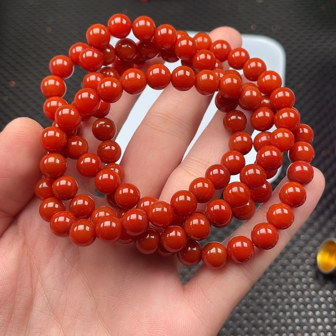 南红玛瑙未镶嵌8mm柿子红圆珠108颗长链