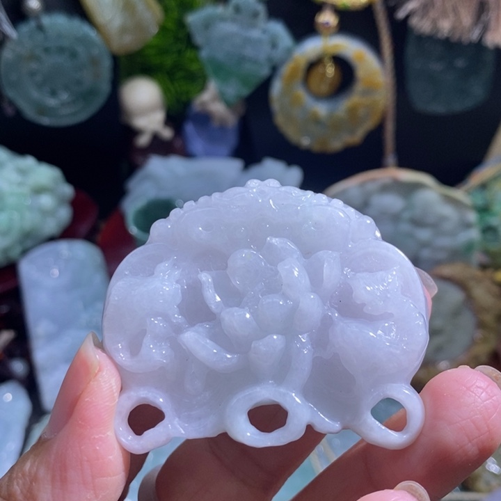 【闪购商品】颈饰未镶嵌翡翠荷叶鱼
