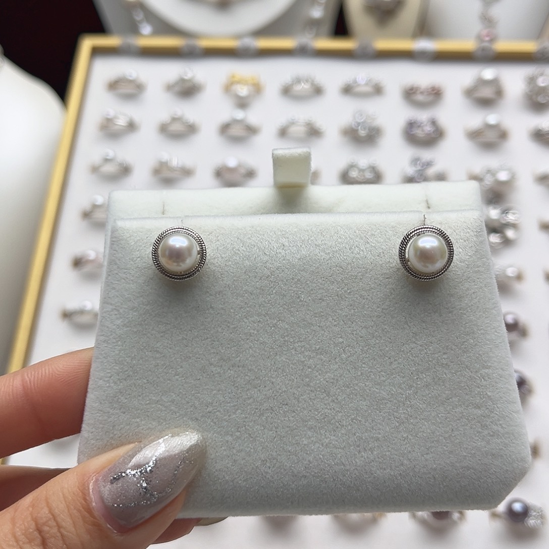 耳饰淡水珍珠银S925镶嵌