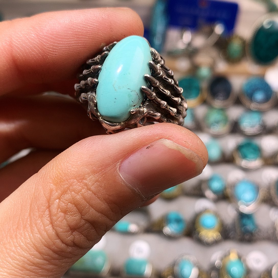 绿松石挂件银S925镶嵌