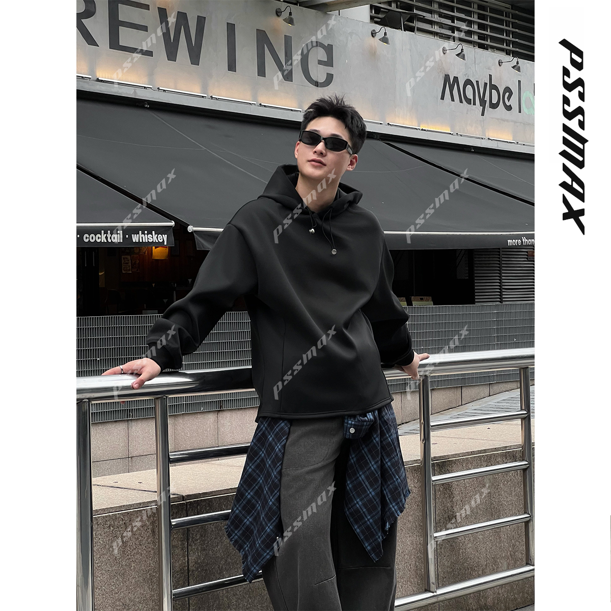 【现货】PSSMAX 胖俗俗【美式连帽卫衣】2025秋冬宽松休闲口袋男卫衣