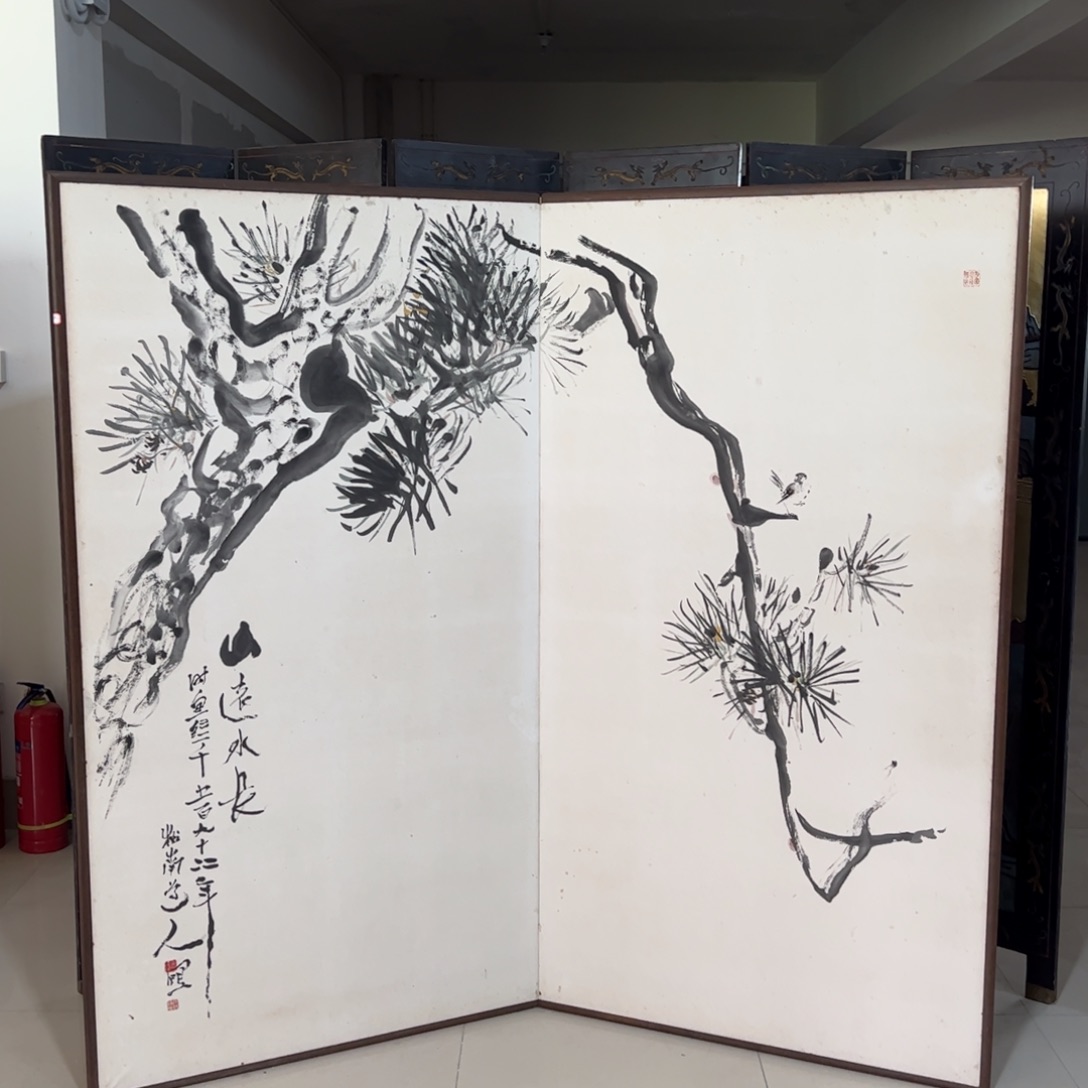 绘画屏风框画茶空间设计