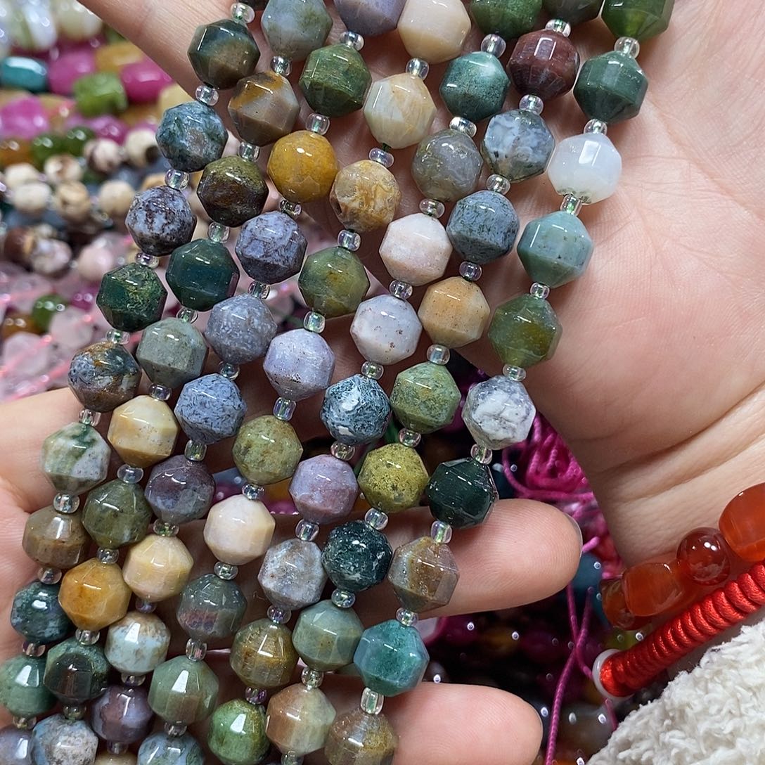 玛瑙/玉髓未镶嵌珠宝半成品印度玛瑙一条卡10mm