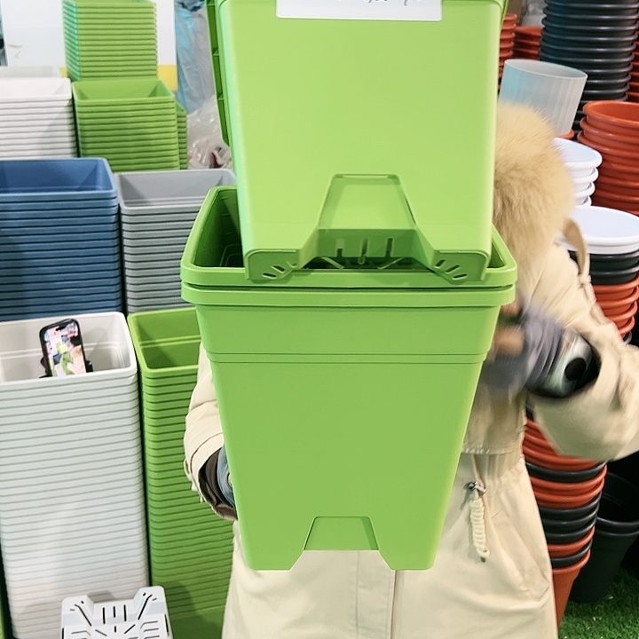 正品方盆口26高29.5果绿无托3只