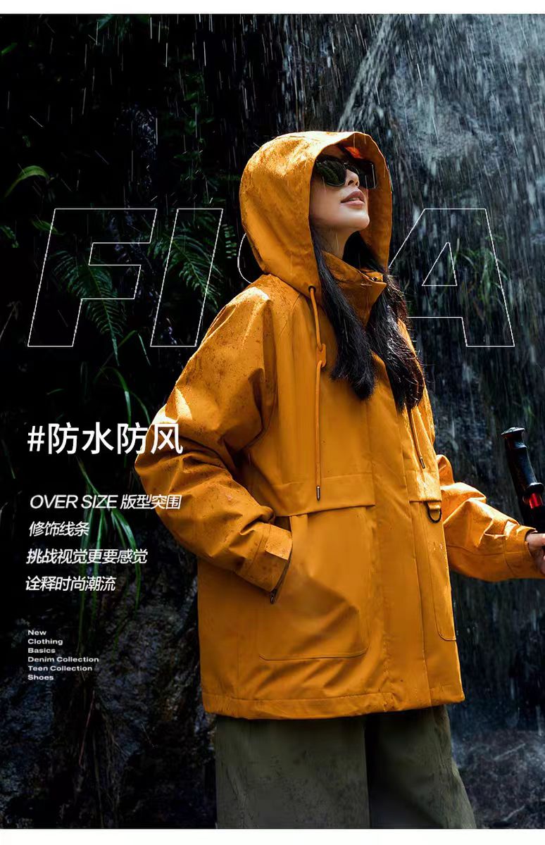 秋冬款女童冲锋衣连帽外套宽松时尚休闲上衣潮