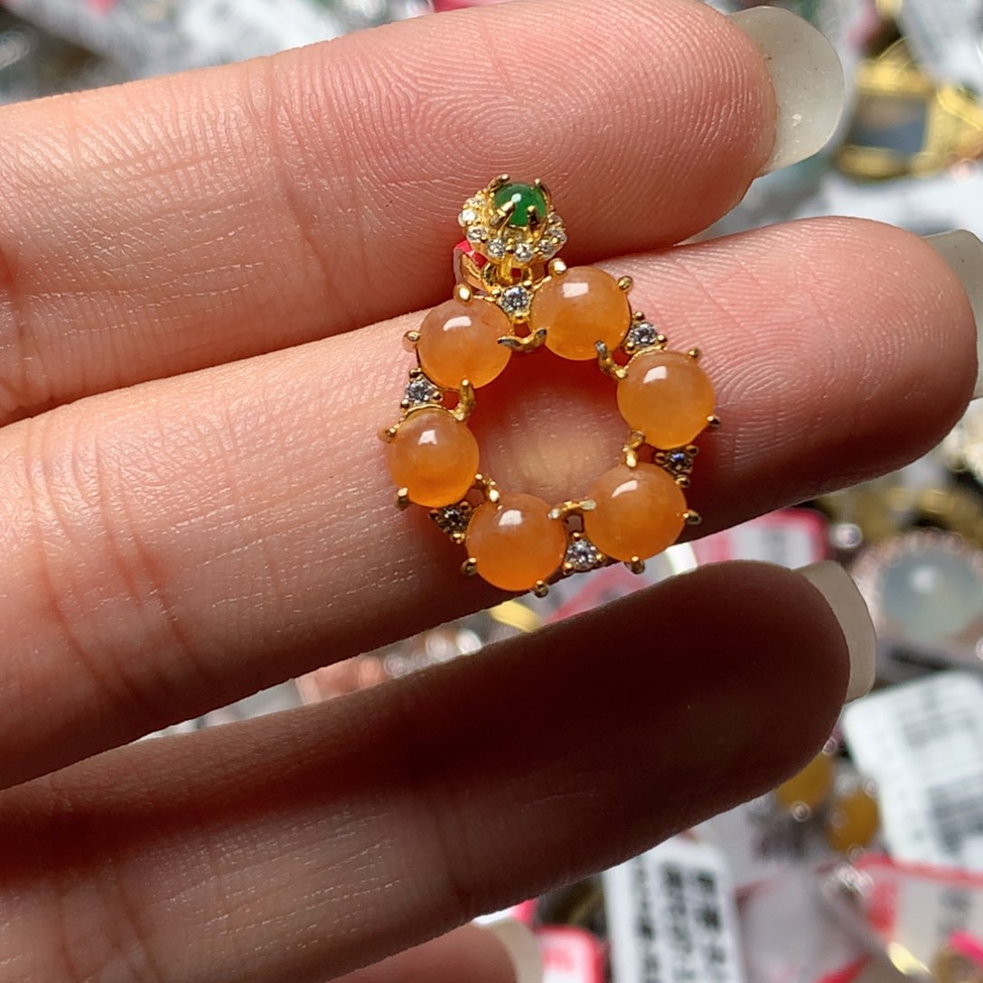 翡翠戒指银S925镶嵌天然翡翠吊坠