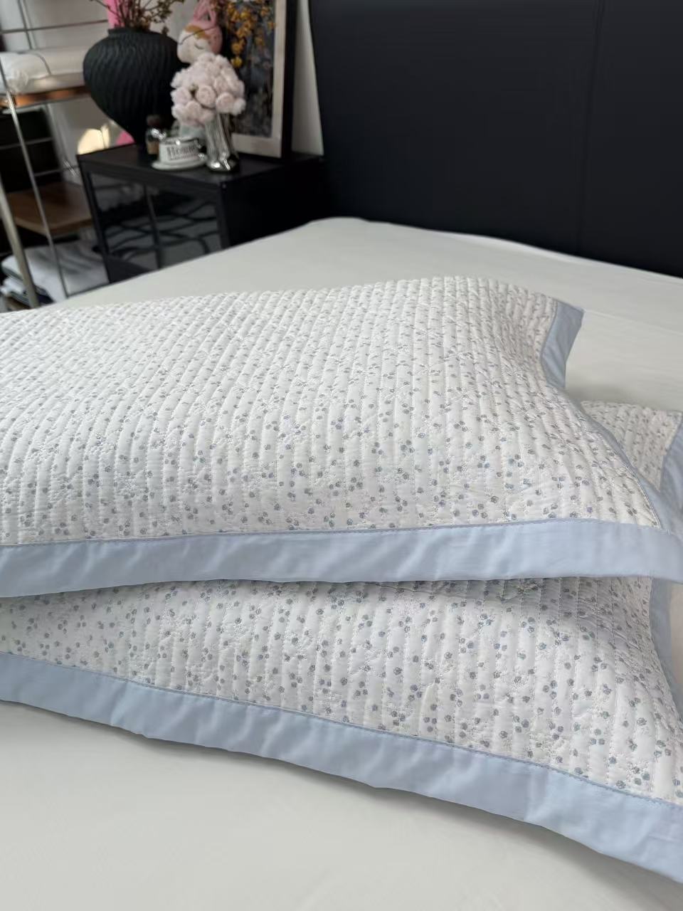 【蓝汐系列】双面全棉枕套 立体绗缝家用单枕套一对装