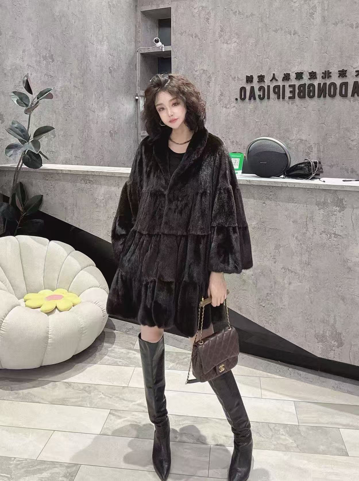 时代大东北25848时尚简约貂皮大衣