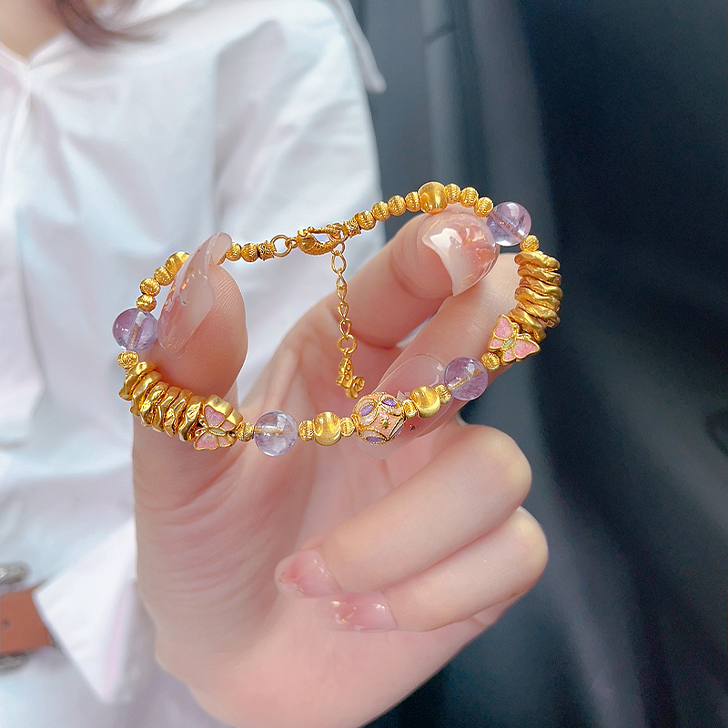 瑞诺黄金九紫离火蝴蝶手链足金999小众手串生日情人节礼物送女友