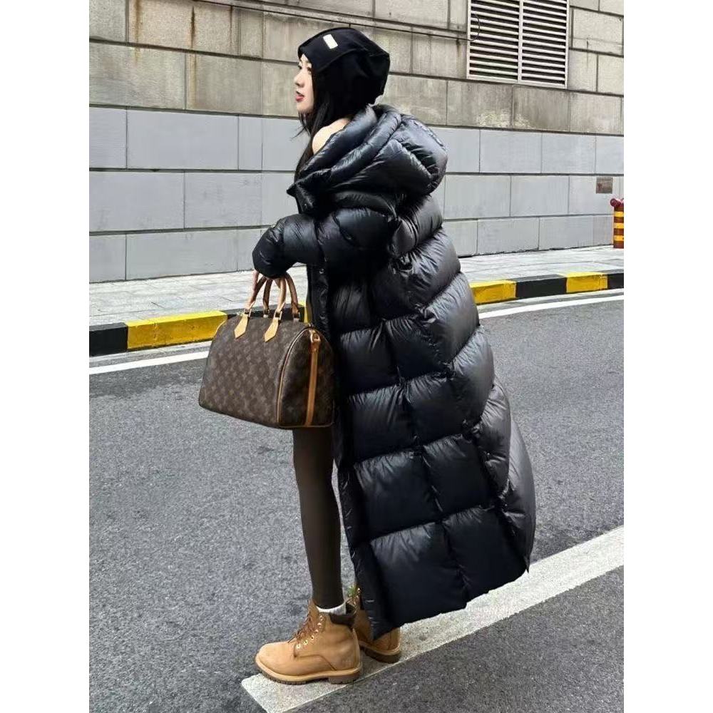 【黑钻】羽绒服款韩版黑钻长款连帽防风外套加厚冬季百搭