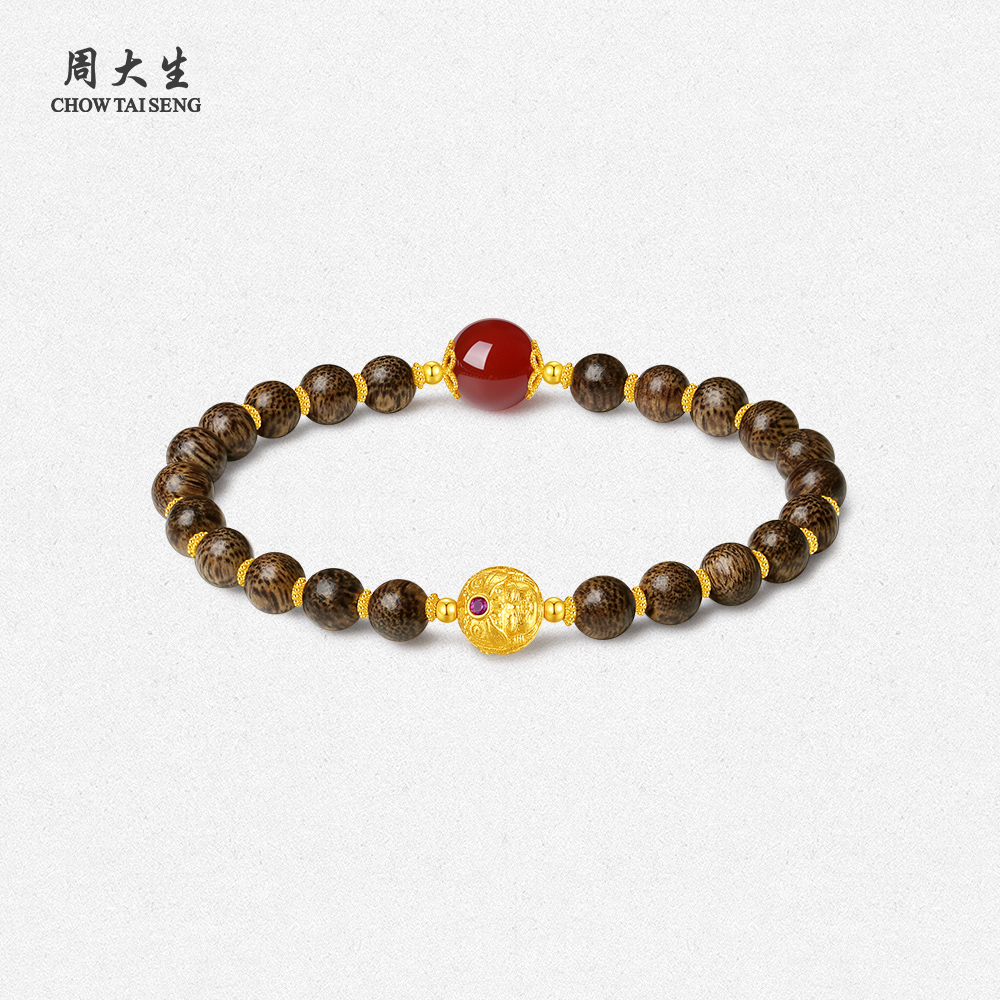 周大生s925银扎基拉姆玛瑙手串手链手工珠串首饰送男友礼物