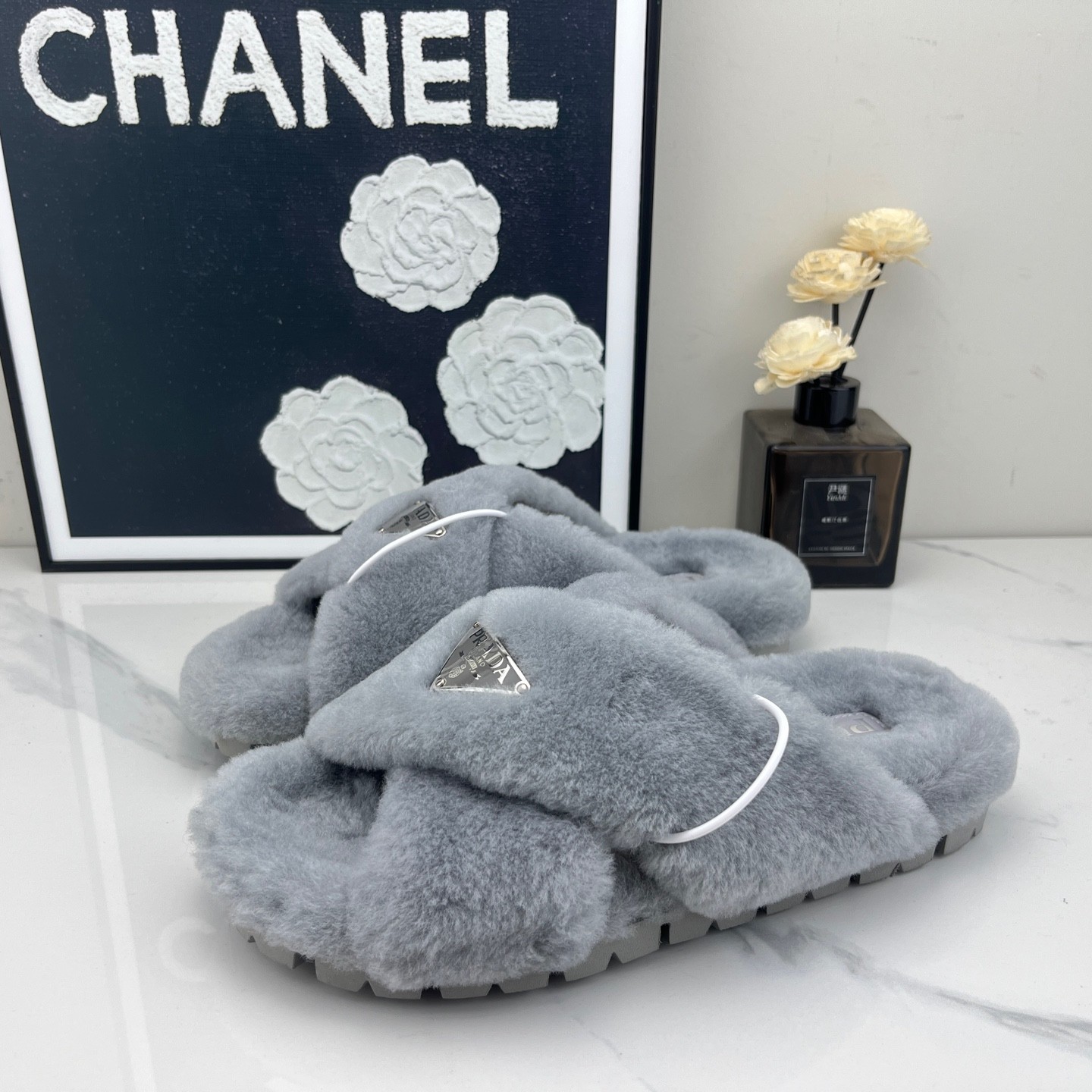 未使用 Prada/普拉达 毛毛拖鞋 36码 全新/jm01764