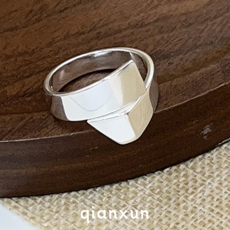 925银戒指 小众【几何光面】戒指女气质简约INS冷淡风2024年新款