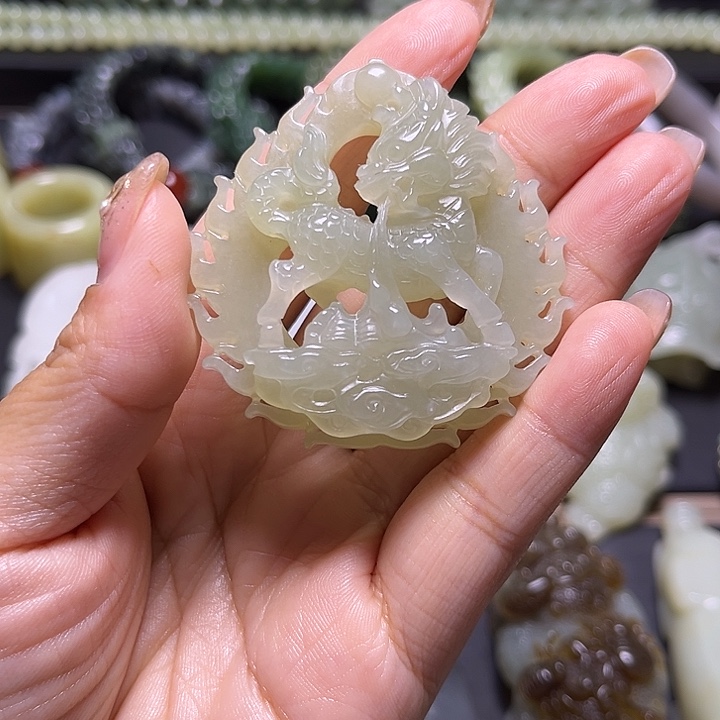凉***阵和田玉未镶嵌挂件