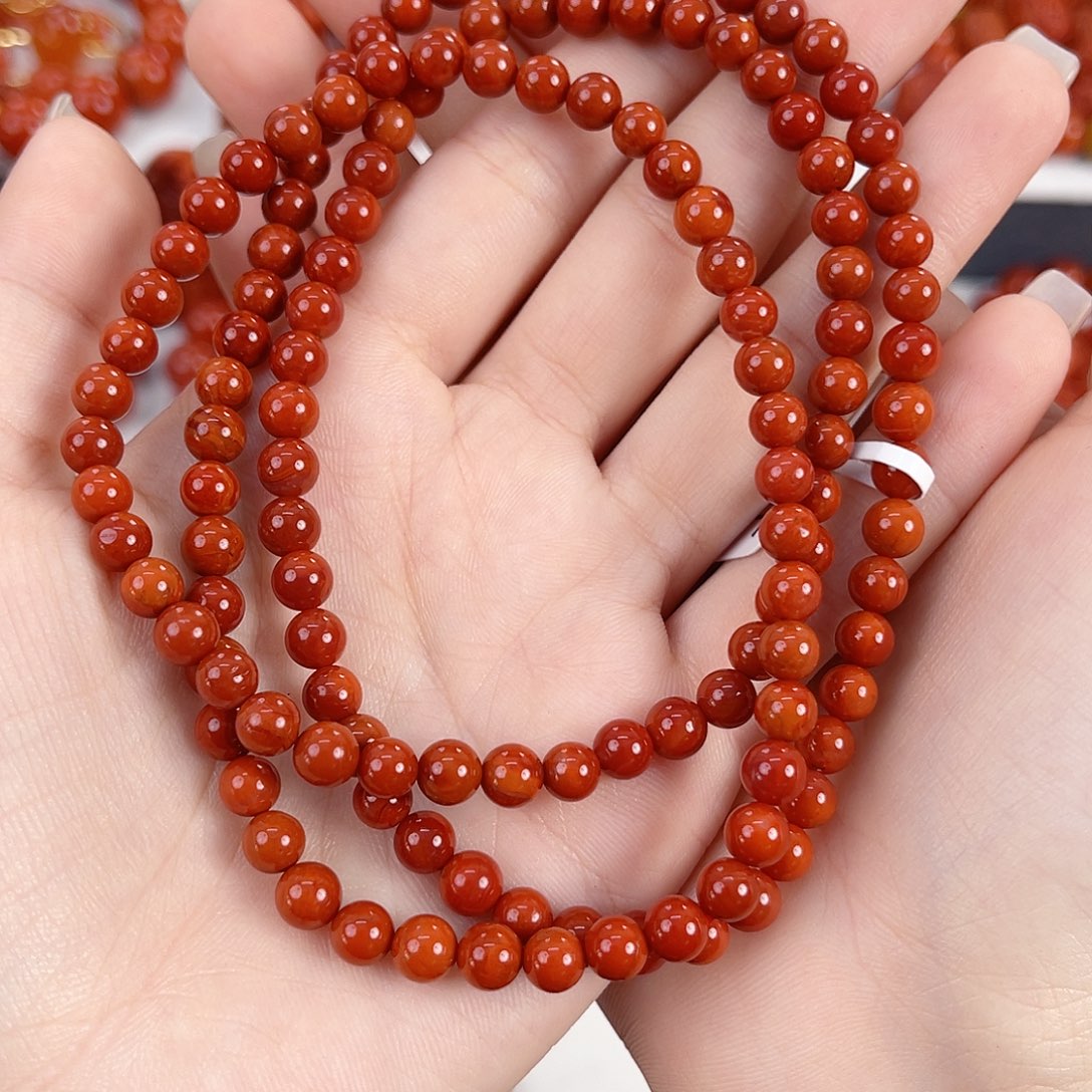 南红玛瑙未镶嵌瓦西锦红5mm