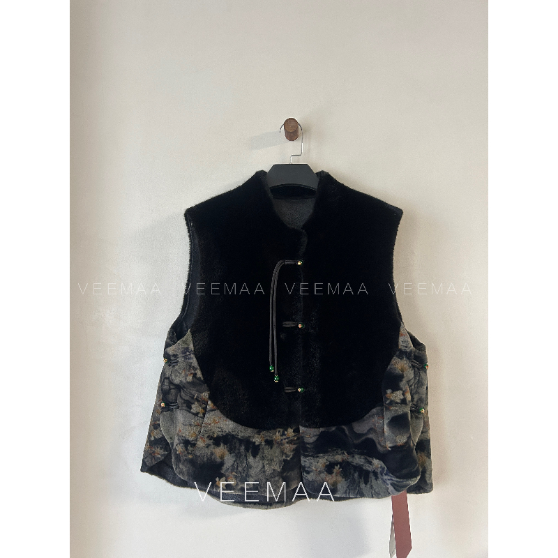 【Veemaa】云枢 定制款秋冬新中式印花盘扣百搭显瘦马甲 衣长66cm