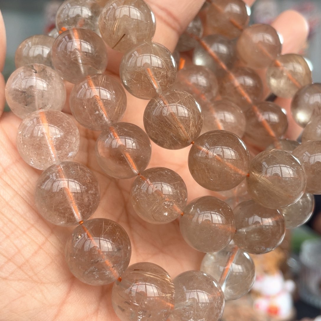 水晶手串未镶嵌14mm+金发晶手串多样性发其一