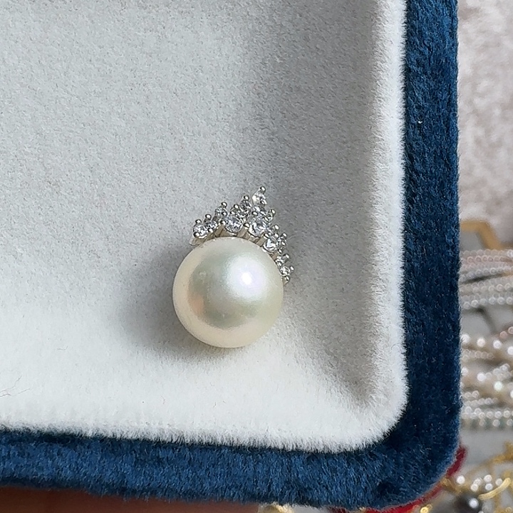 淡水珍珠银S925镶嵌颈饰10-11mm