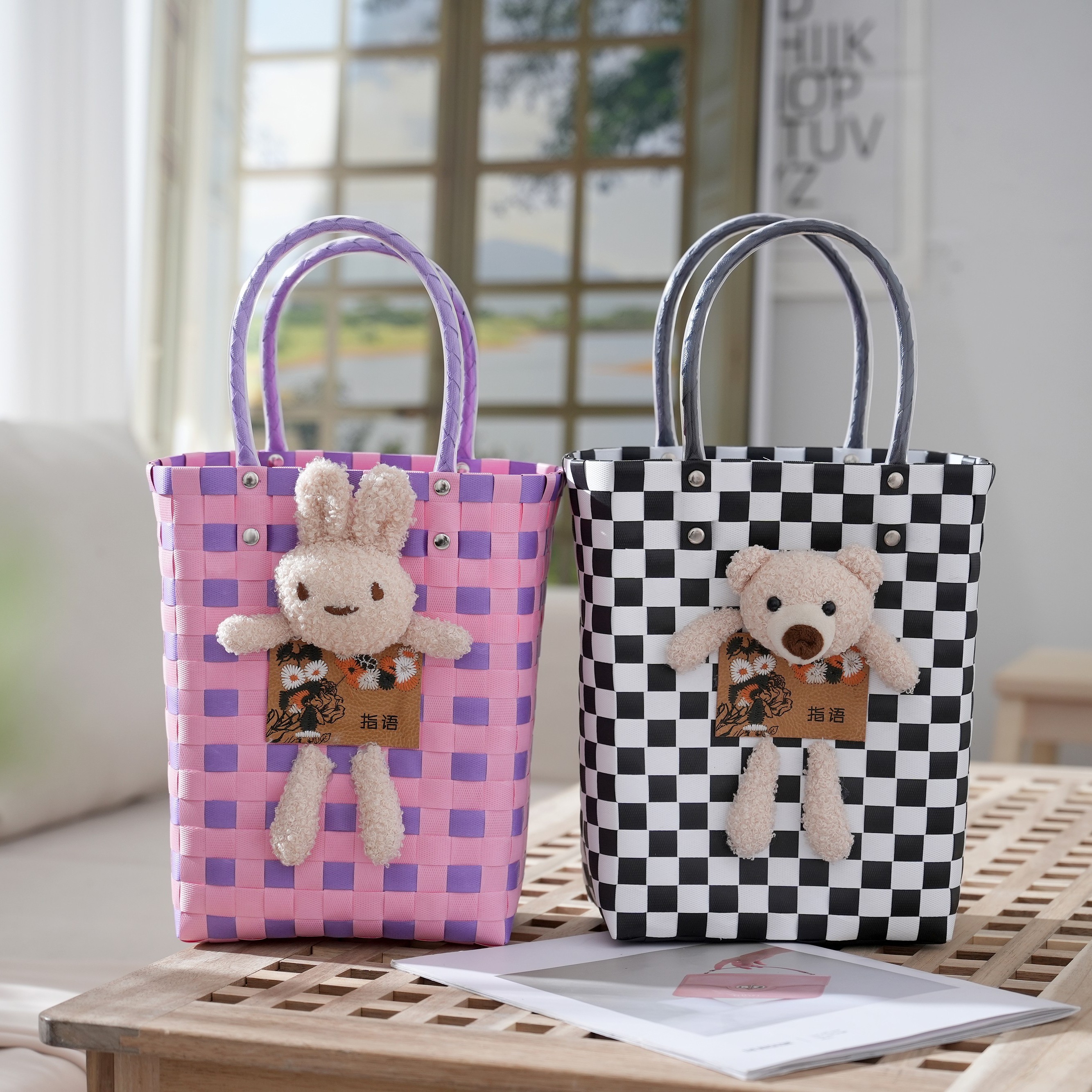 指语编艺文创手工编织卡通包手提包休闲度假包菜篮子包