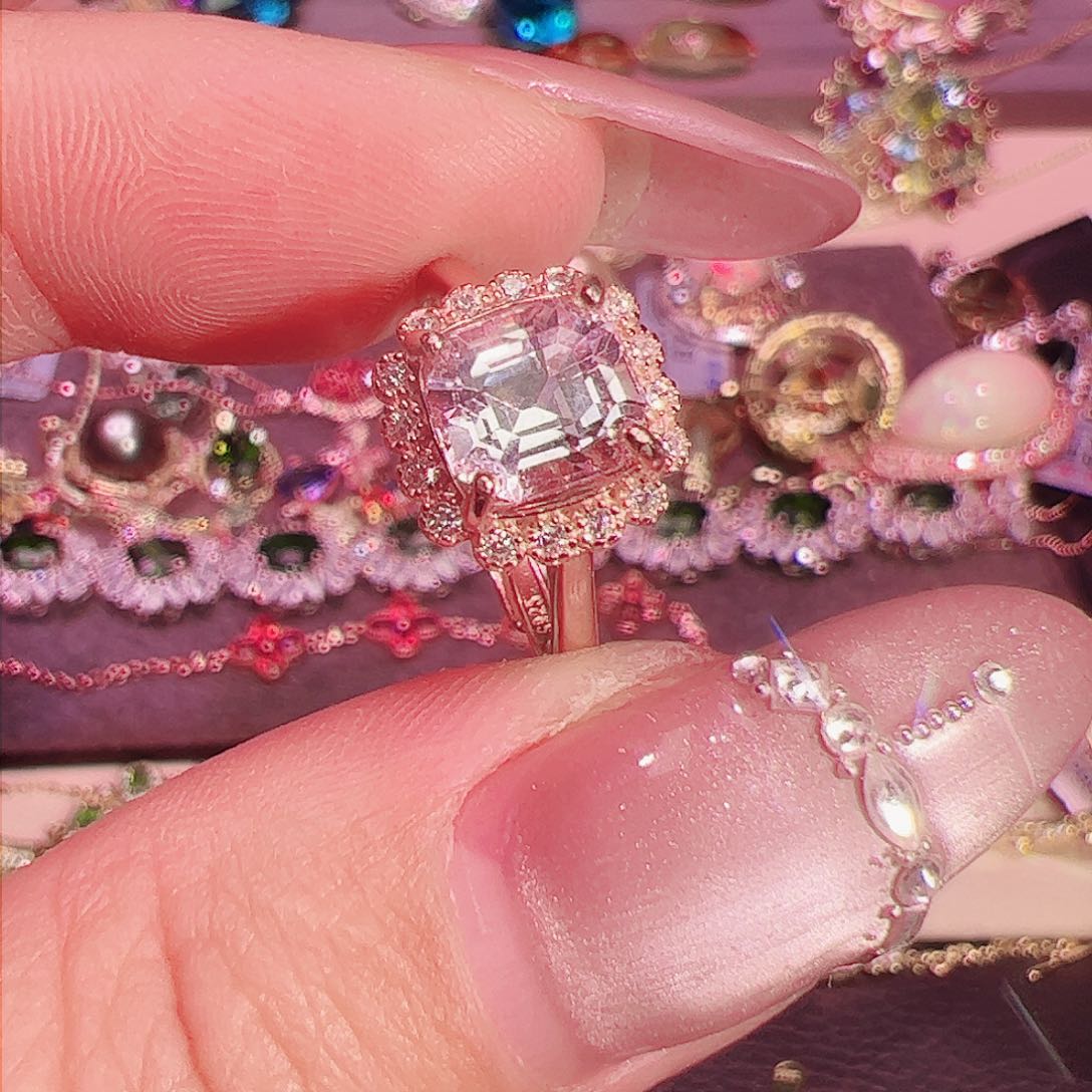 锂辉石戒指银S925镶嵌