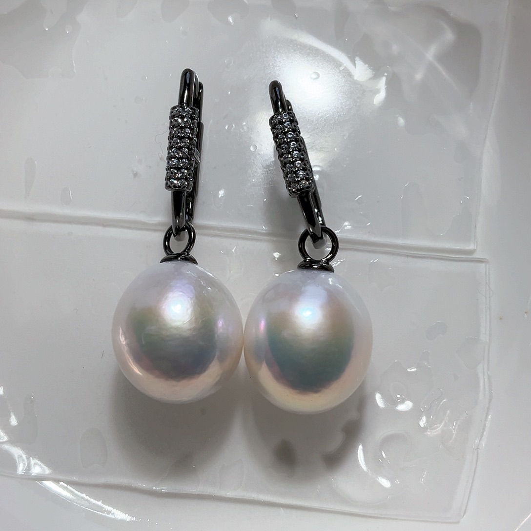 淡水珍珠耳饰银S925镶嵌