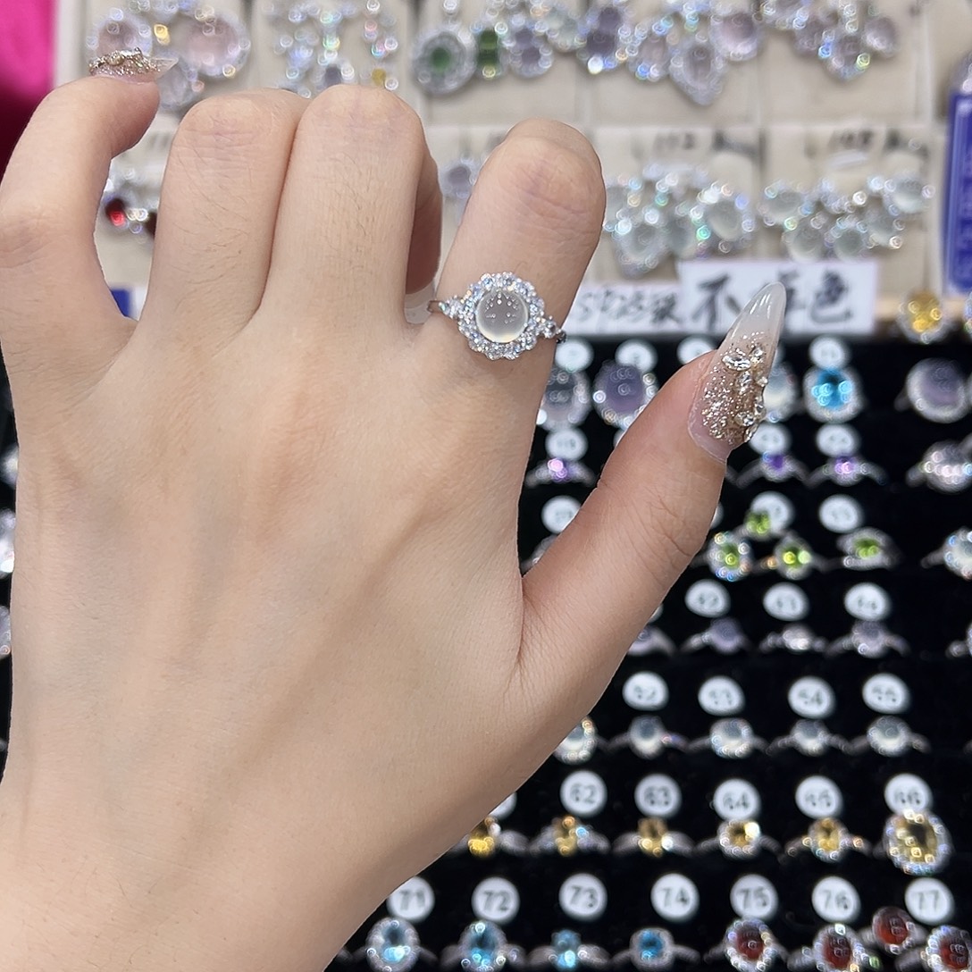 蛇纹石玉银S925镶嵌戒圈