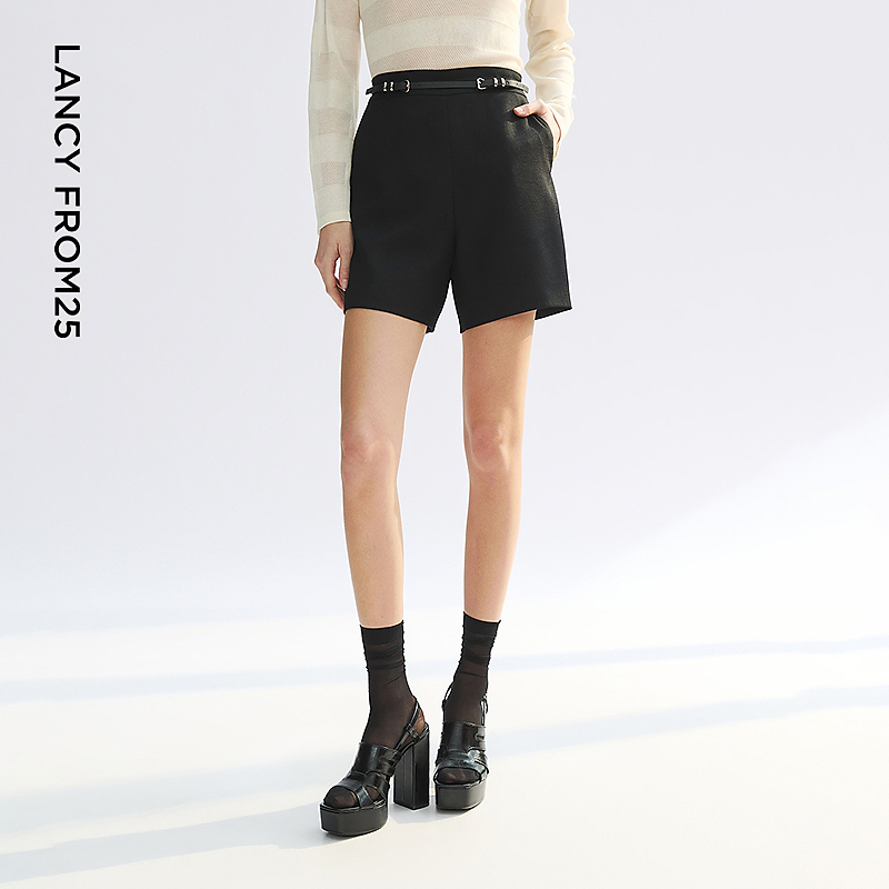 【陈大可】朗姿防晒薄款黑色西装2025年夏新款通勤西服短裤