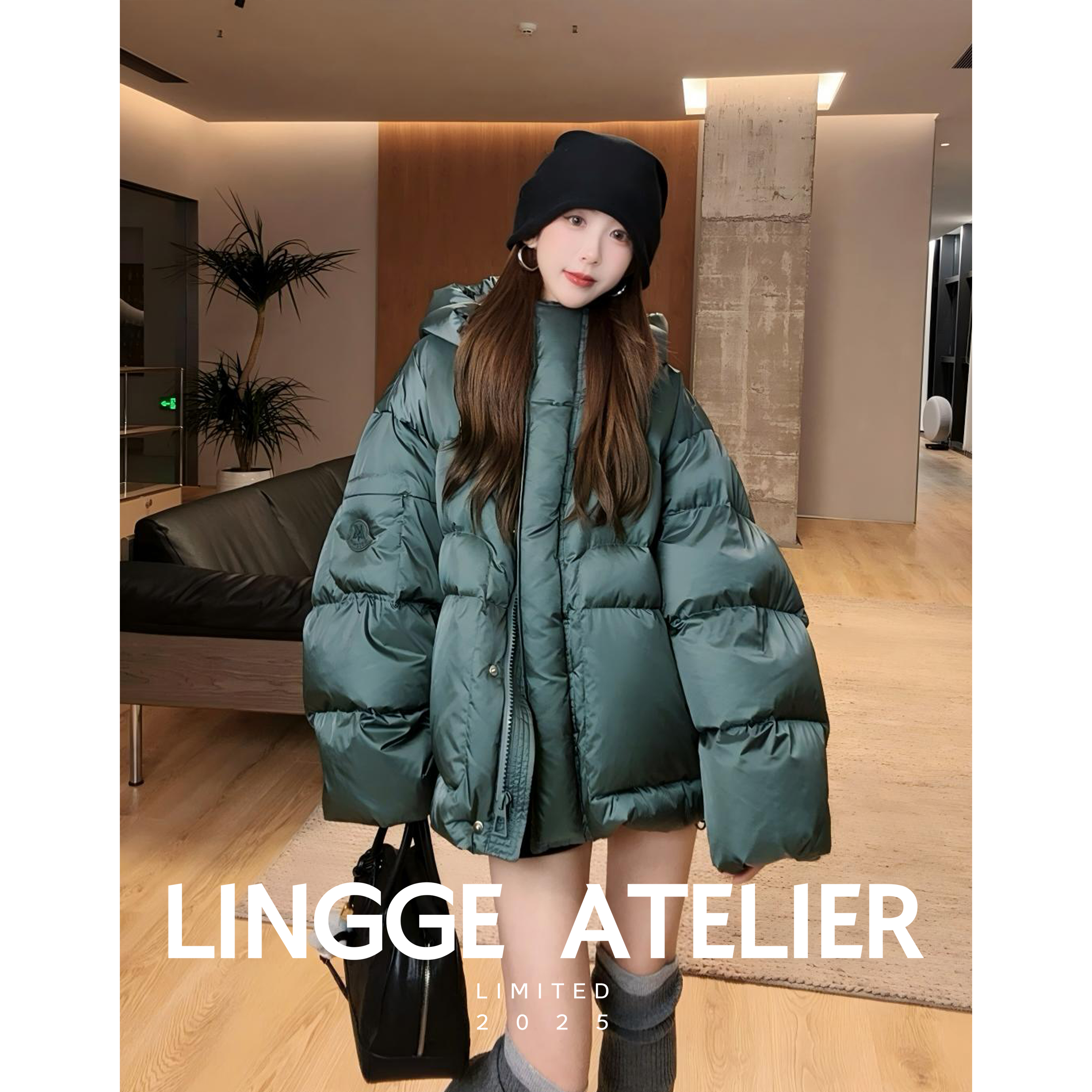 LINGGE ATELIER • 6511 反季捡漏泡芙女士高充绒短款白鸭绒羽绒服