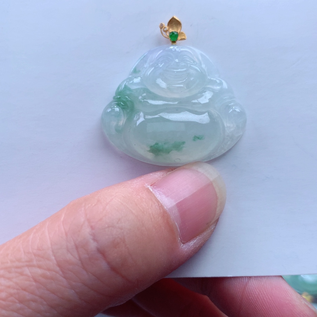 翡翠吊坠(不含链)18K金镶嵌