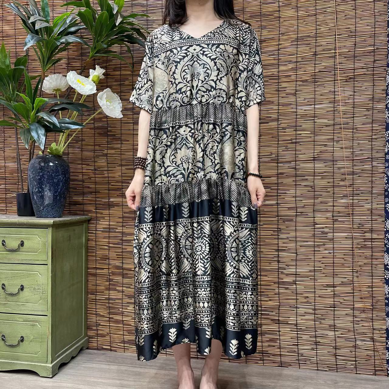 1506莫奈花园新款春夏洋气显瘦减龄遮肉连衣裙碎花裙QZ