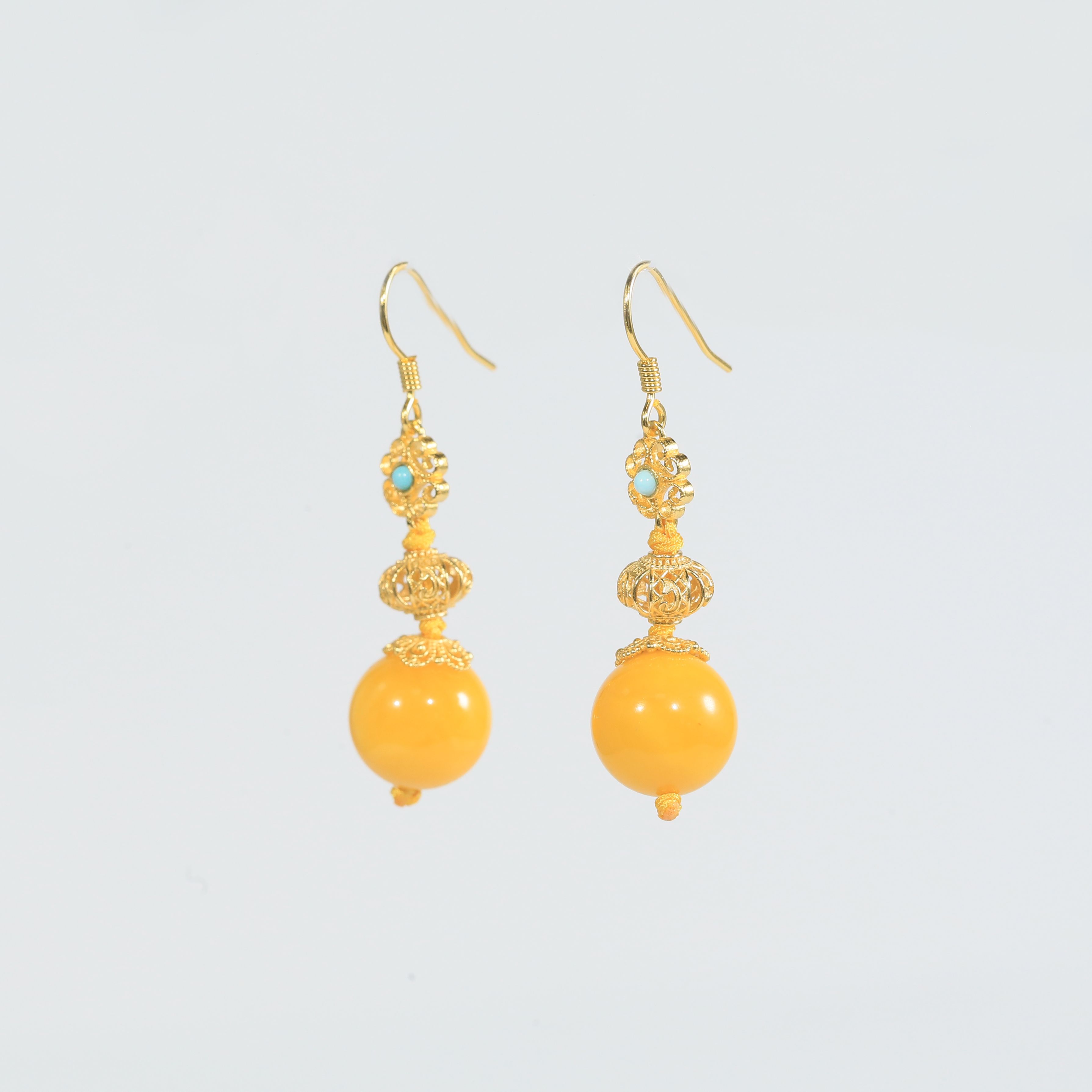 S925老蜜古法灯笼耳钩-AMB0233