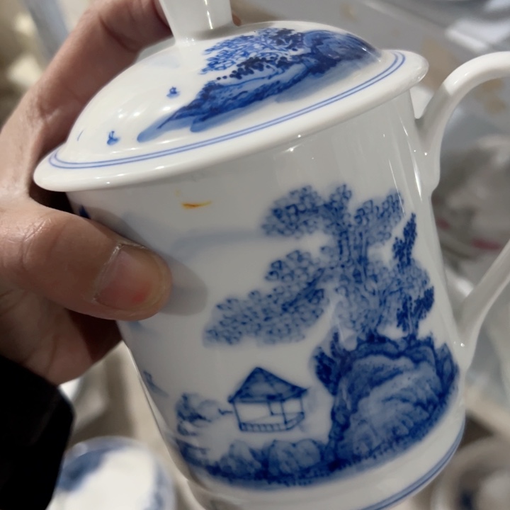 杯手绘山水办公杯一个