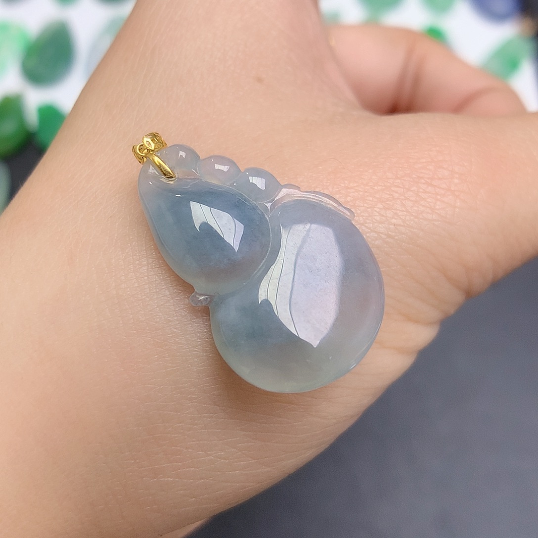 翡翠颈饰18K金镶嵌葫芦