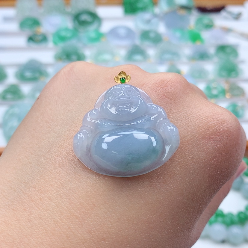 【闪购商品】翡翠吊坠(赠链)18K金镶嵌