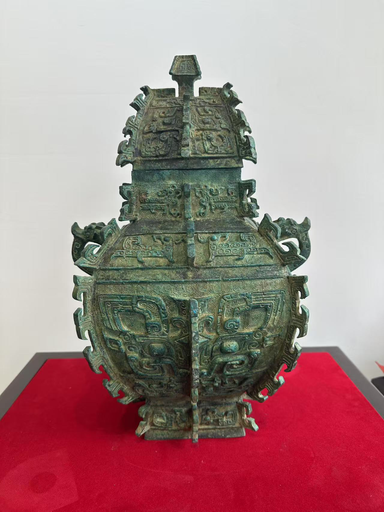 辉煌工艺品仿真品仿古皿方儡文物摆件青铜