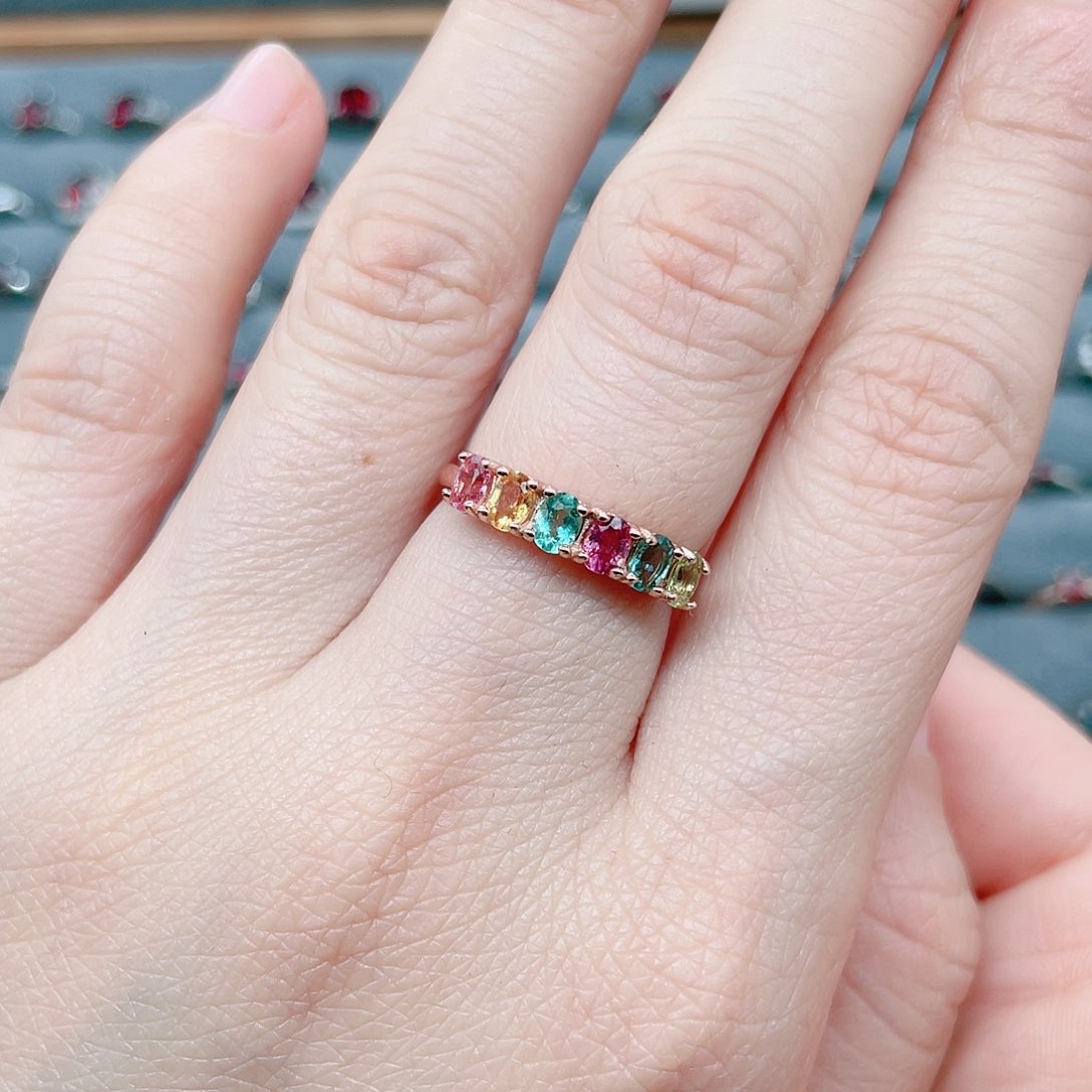 碧玺戒指银S925镶嵌天然碧玺戒指银S925镶嵌