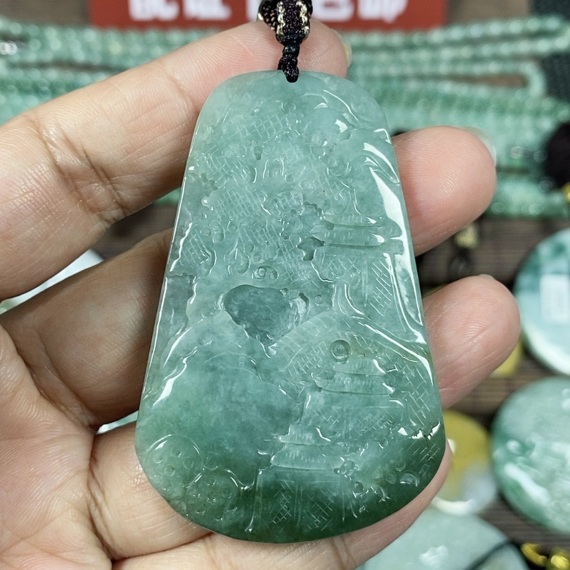 【闪购商品】翡翠颈饰未镶嵌玉吊坠翡翠玉山水牌