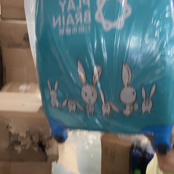 聚酯纤维（涤纶）蓝色一群小兔子款四轮行李箱瑕疵
