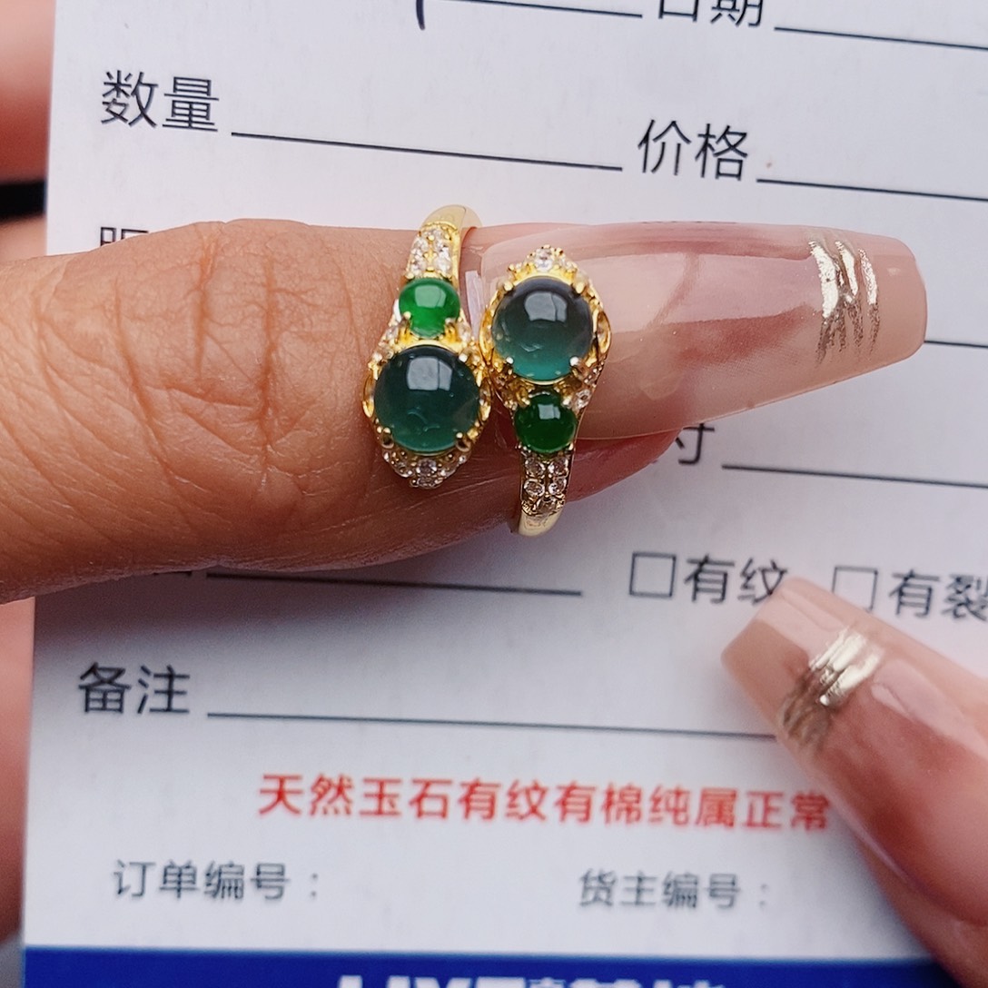 翡翠戒指银S925镶嵌戒指