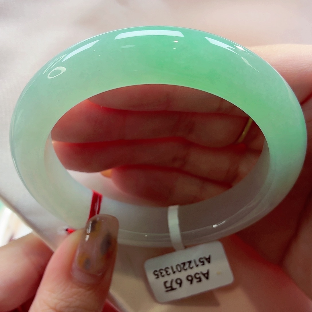 翡翠未镶嵌手镯22（15号）有棉纹