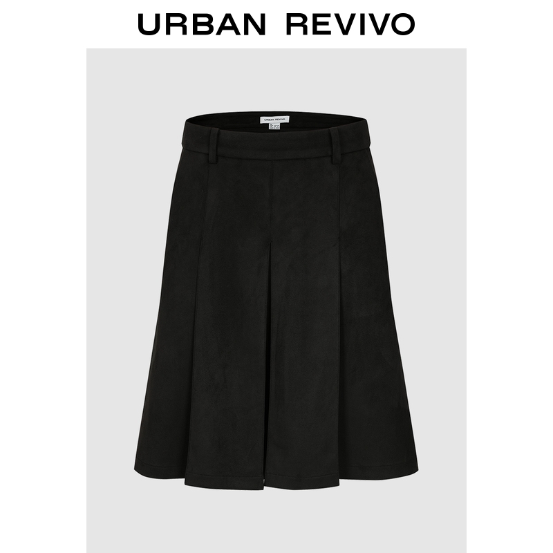 UR2025冬季新款女装简约通勤气质高腰A字半裙UYY550058