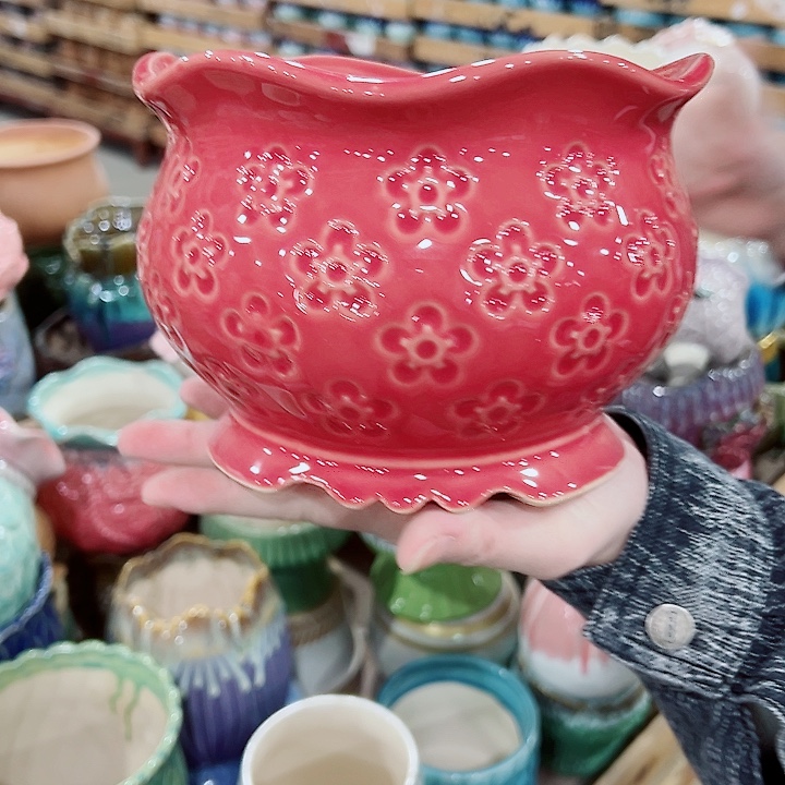 有孔，凑单福利满10元发货陶瓷多肉花盆！